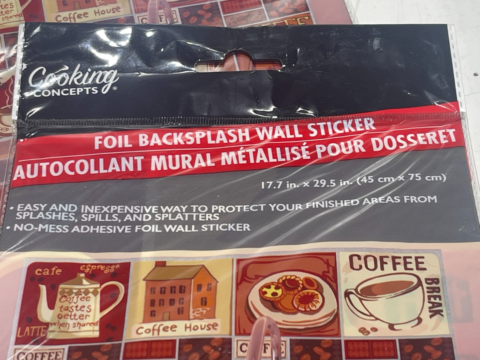 Lot Of 2! Cooking Concepts Foil Backsplash Coffee Peel Stick Wall Art Decal
