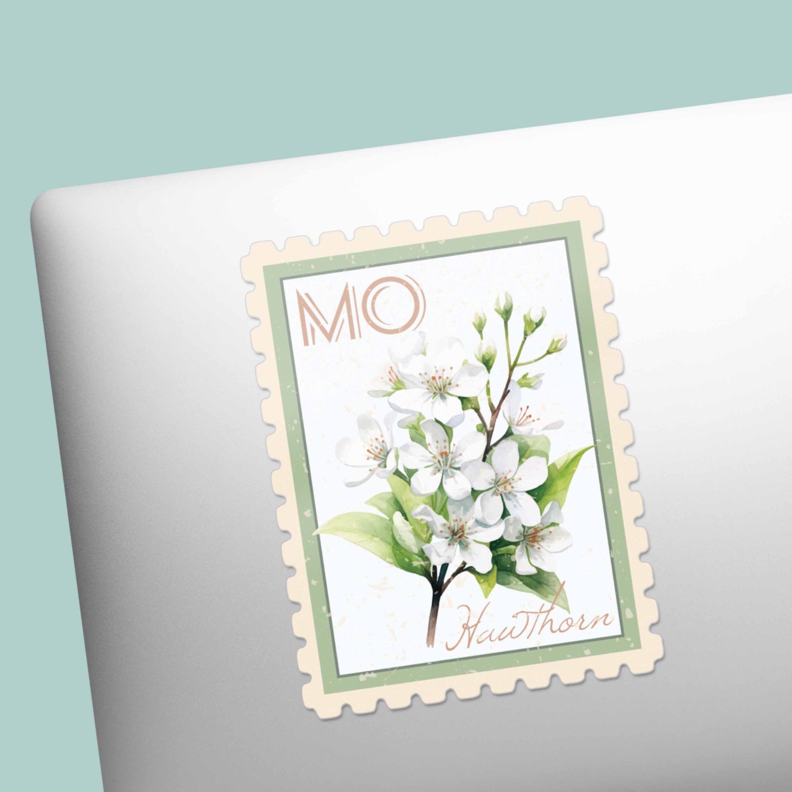 Missouri State Flower Hawthorn Sticker – MO Vintage Stamp Decal for Laptop