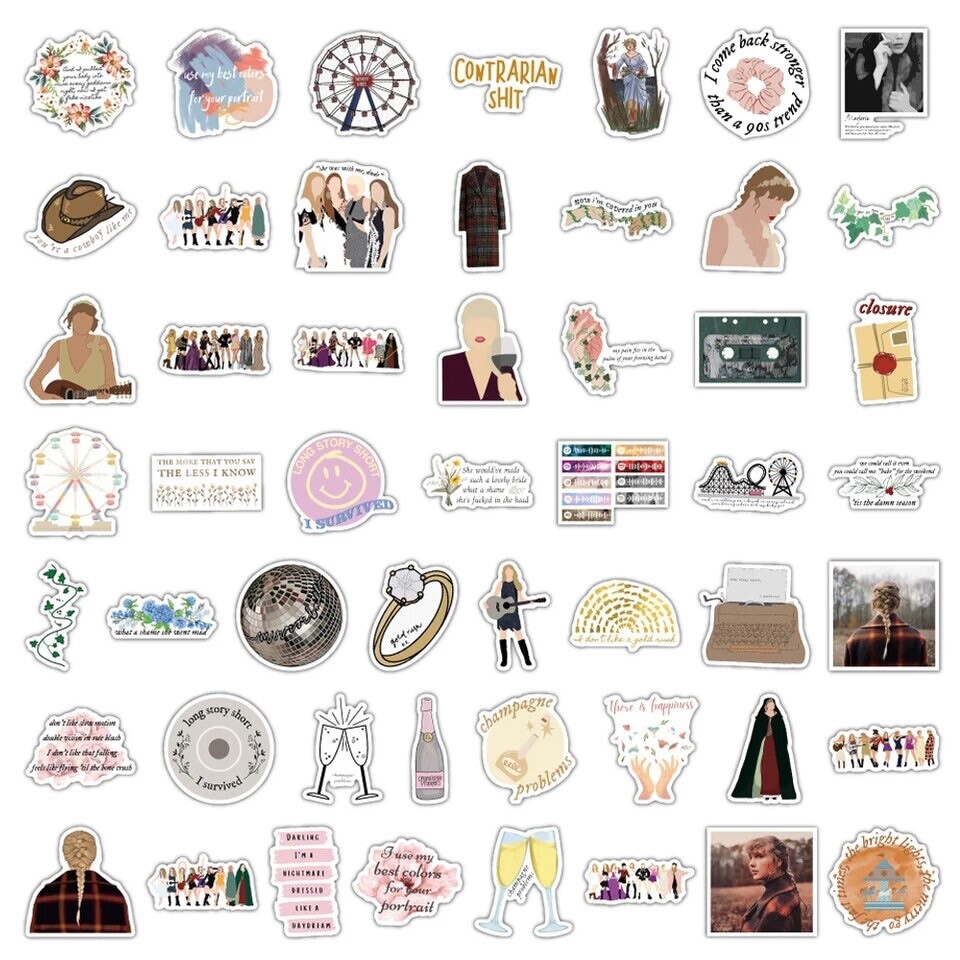Era’s Tour Stickers 50pk Mixed Eras Stickers Fun Cute Girly Stickers