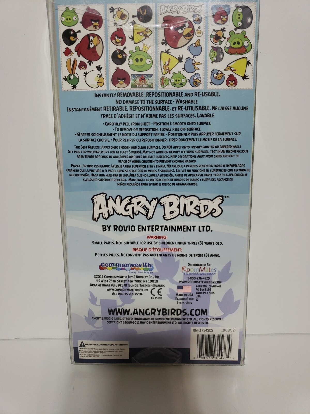 Angry Birds Rovio Entertainment LTD 34 Peel & Stick Removable Wall Decals New