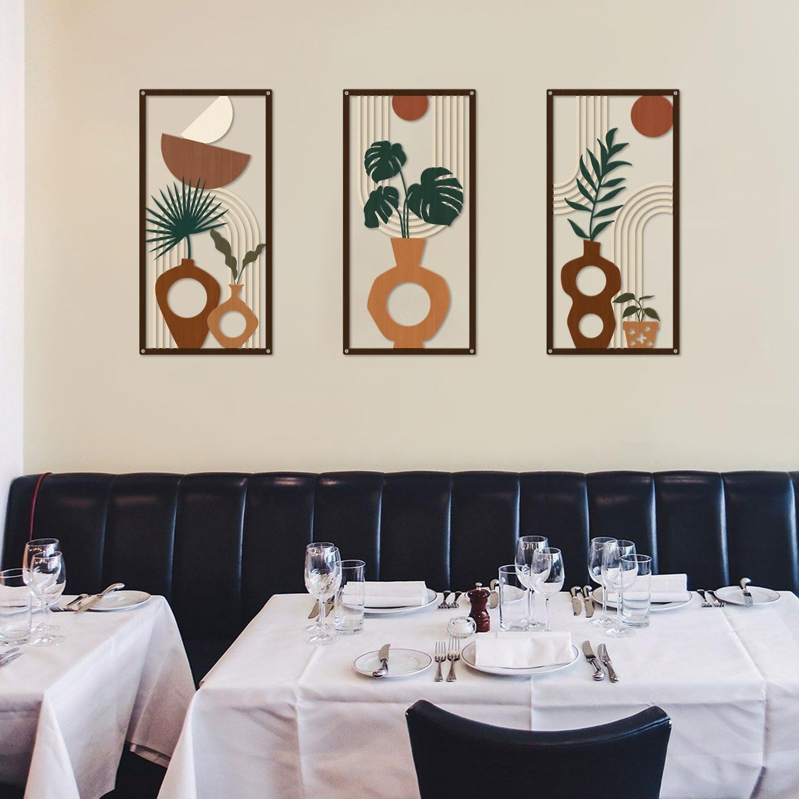 ShxTrade Boho Metal Wall Art, Modern Abstract Minimalist Wall Decor Set of 3,…