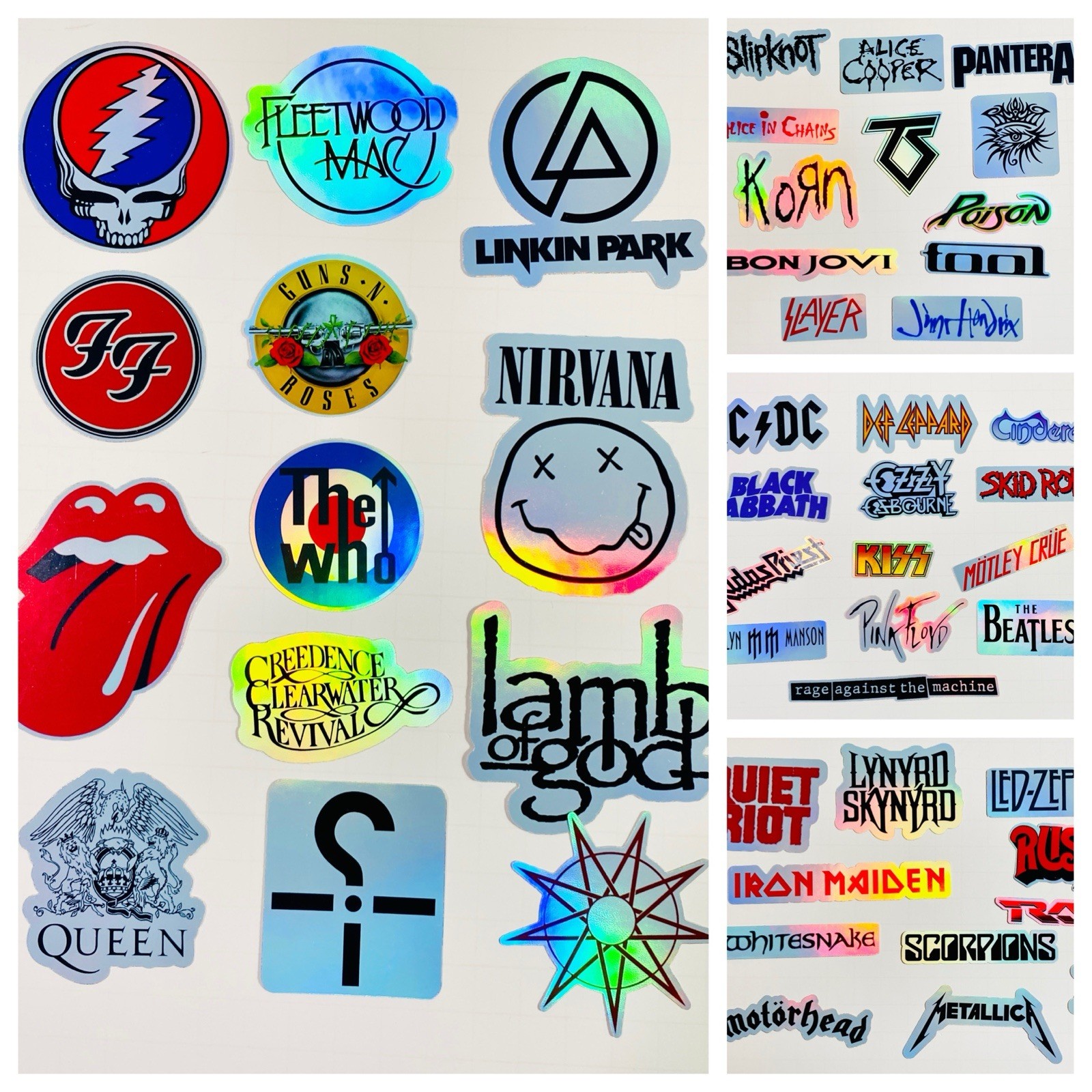 50 Large Classic Rock Stickers 50s 60s 70s 80s 90s Rock & Roll Waterproof Large