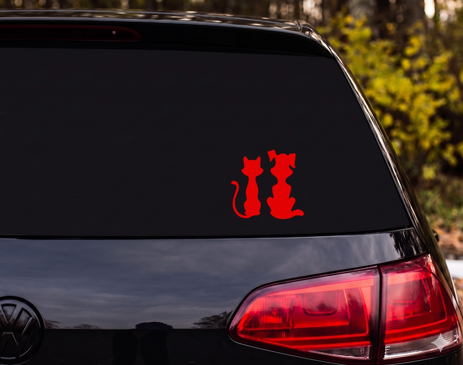 Cat And Dog Silhouettes Vinyl Decal Sticker Car Window Laptop | Pet Lover Gift