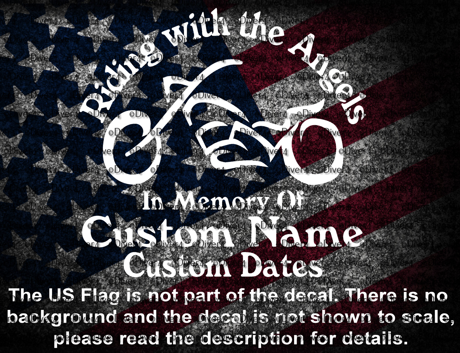 Custom Riding With The Angels Motorcycle Memorial Decal USA Made US Seller