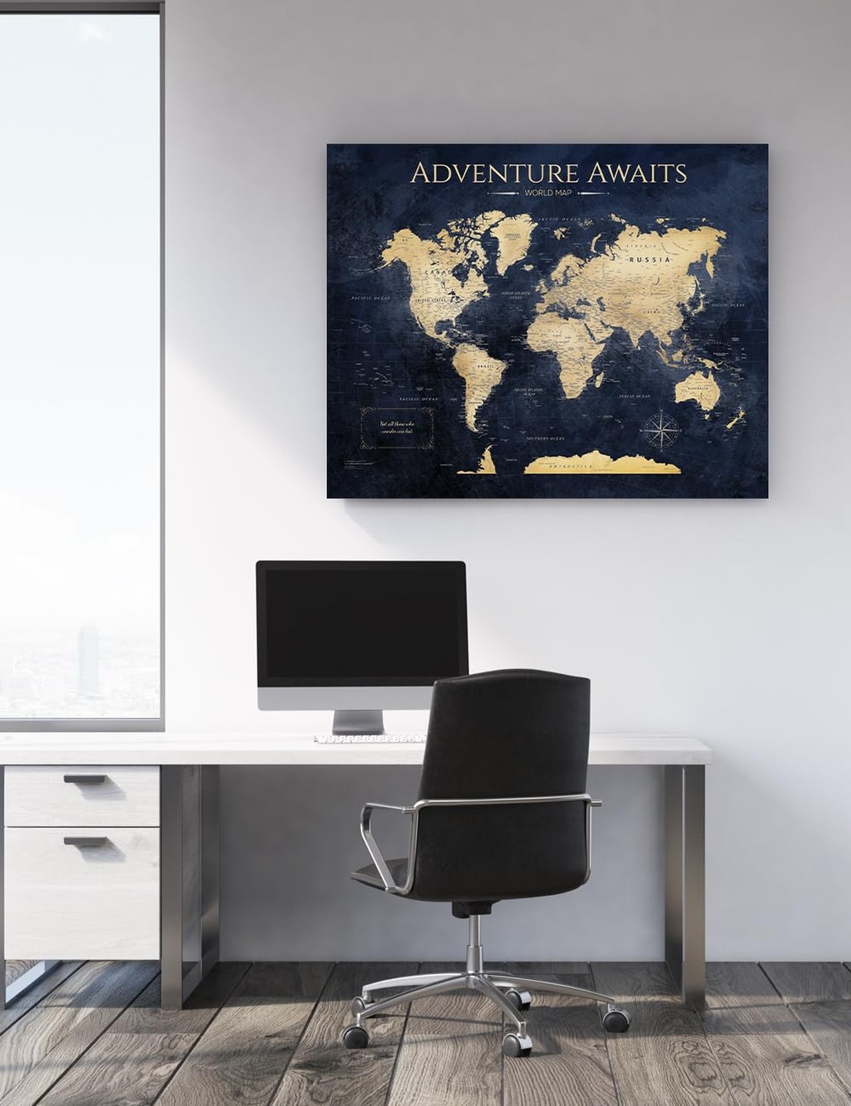 IPIC – World Map Canvas Painting for Wall Decor, Pinnable Travel Map, 30" x 2…