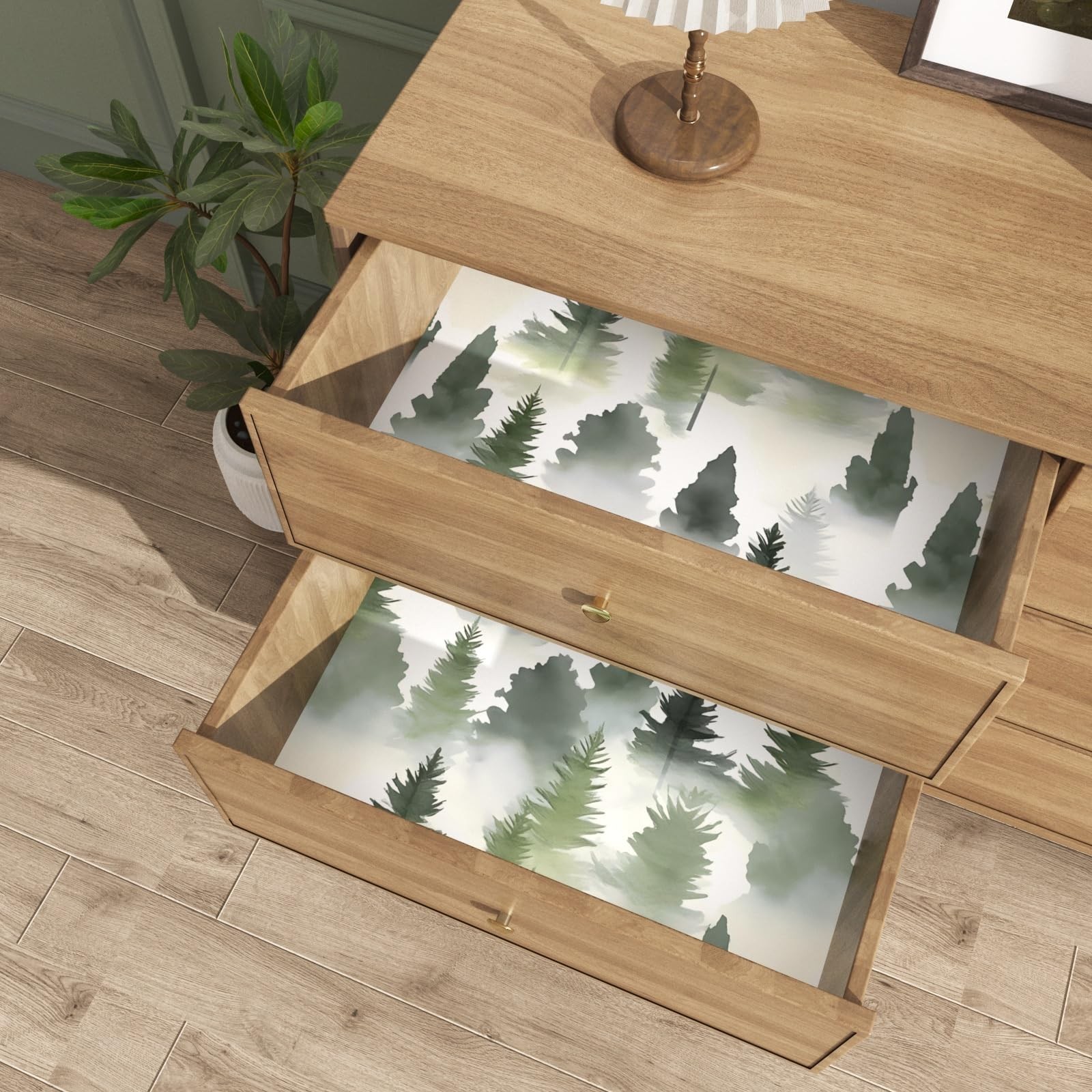 Misty Forest Wallpaper Peel and Stick Green Trees Contact Paper 17.5in x 9.8f…