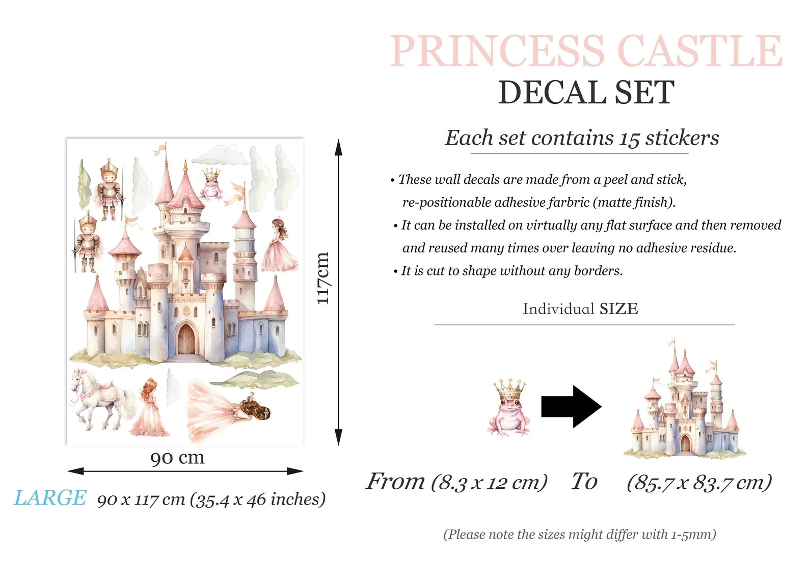 Enchanting Princess Castle Wall Decal Set – Gallant White Horse – BR468