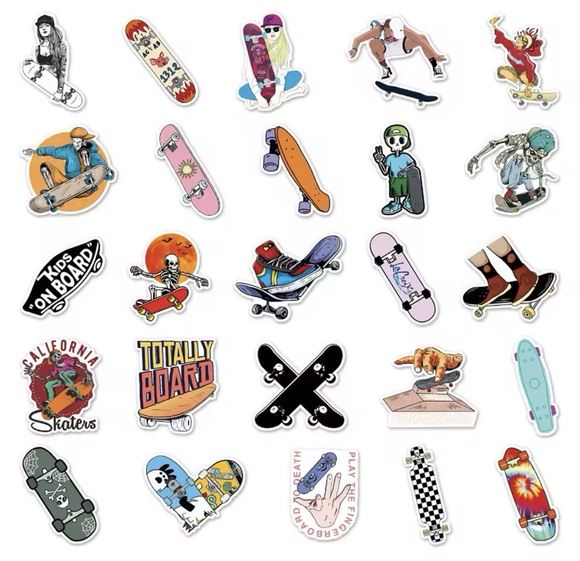 Skateboard Style Stickers 50pk Mixed Matte Stickers Skateboarding FREE SHIPPING