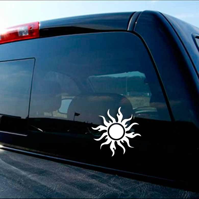 Tribal Sun Decal Car Truck Window Fire Flame Earth Energy Sticker Tattoo USA