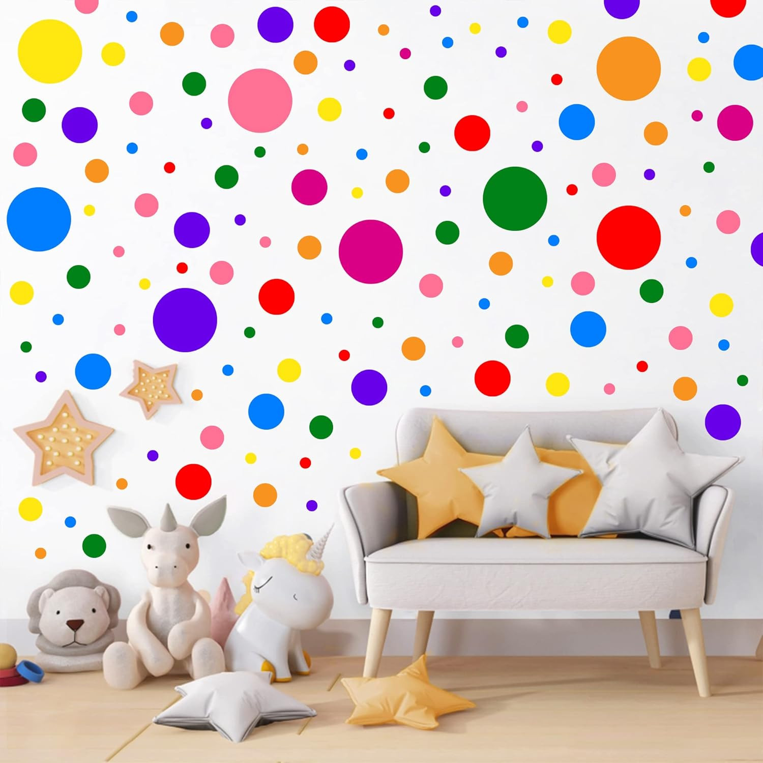 1240Pcs Polka Dot Wall Decals Colorful Boho Wall Decal Peel and Stick Kids Decal