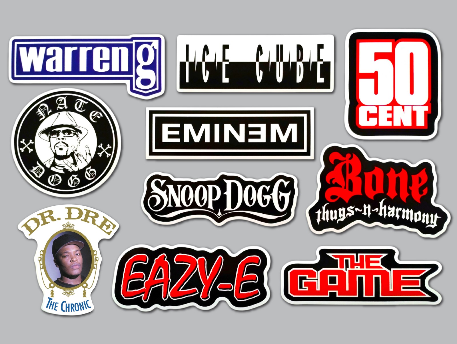 Classic Hip-Hop Sticker Lot (10 Stickers) SET 2 eminem dr dre snoop dog 50 cent