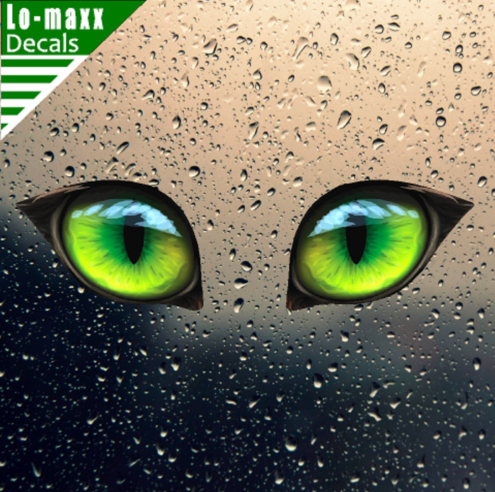 Pair Of Green Cat Eyes Various Sizes Superior High Quality Printed Vinyl Decal