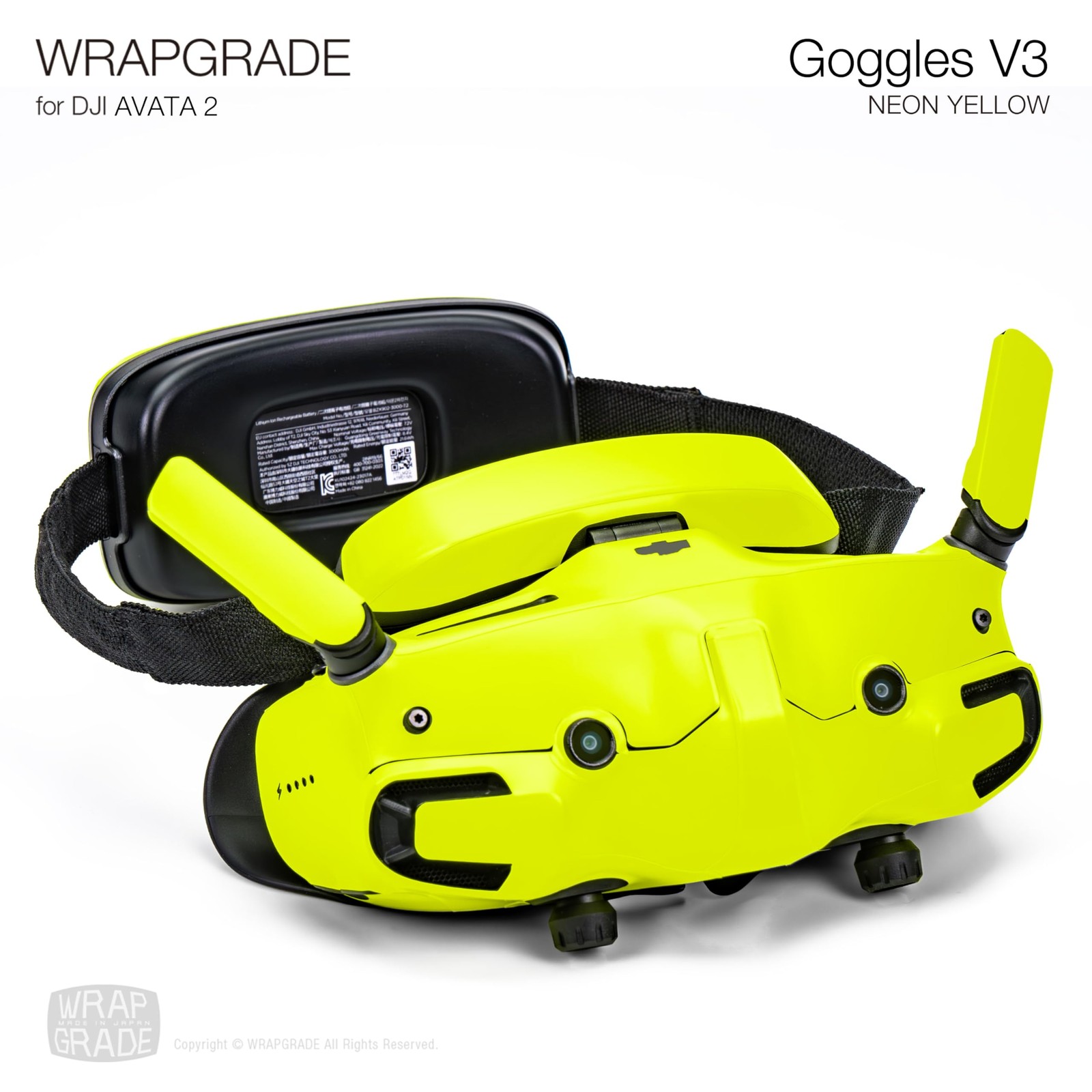 "Skin Stickers for DJI Goggles 3 – Neon Yellow Wraps & Protection"