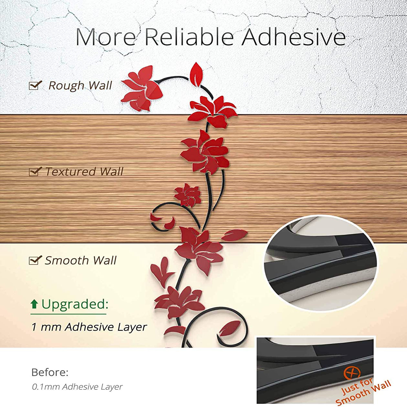 3D Rattan Flower Love Sticker for Wall Doors Living Room Bedroom Decal DIY Decor