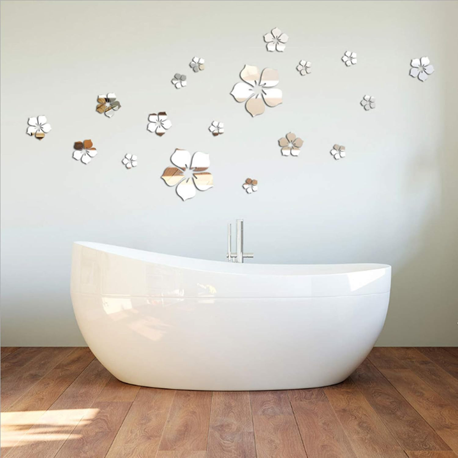 18Pcs Acrylic Mirror Wall Sticker Decal for Home Living Room Bedroom Decor 3D Fl