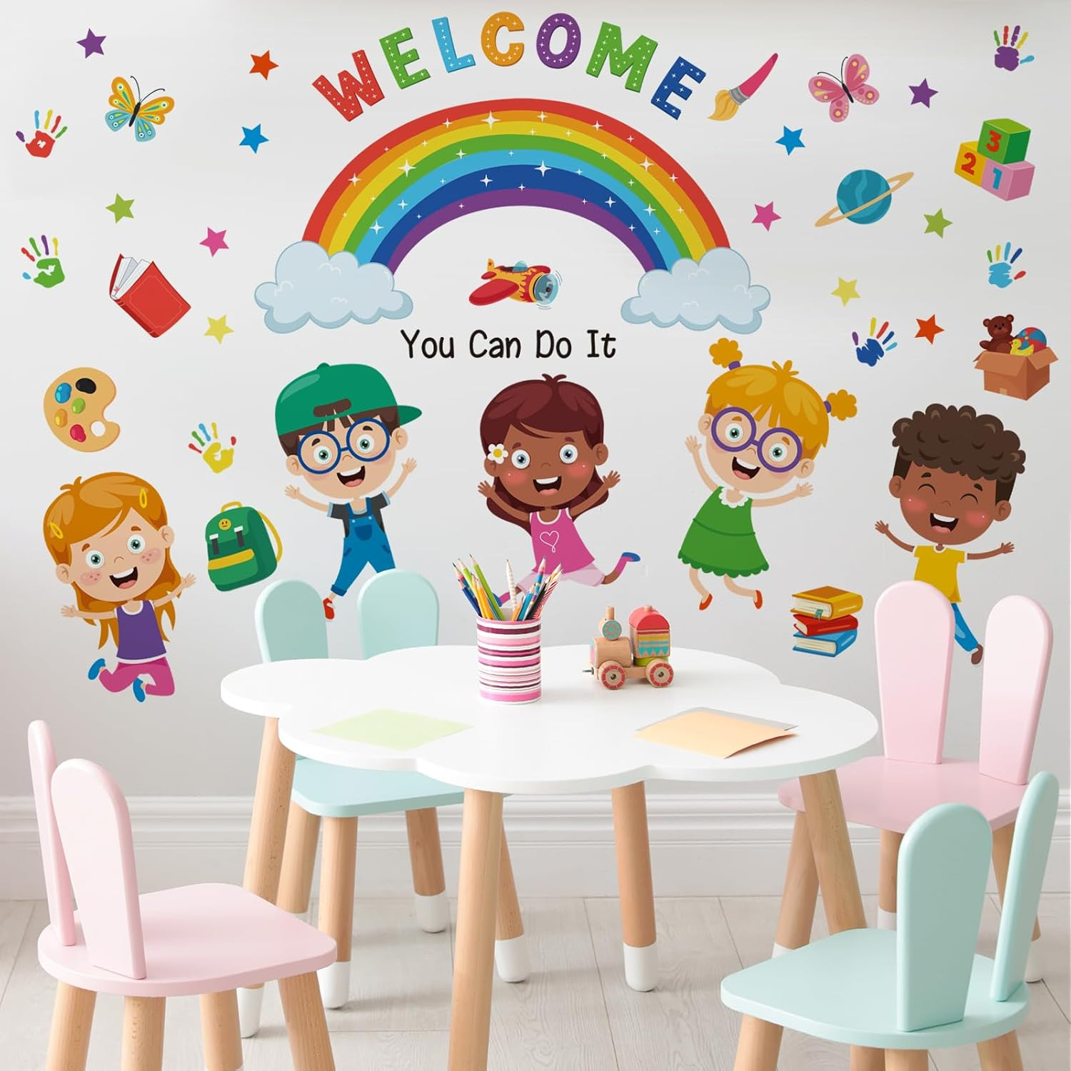 Kids Wall Decals for Classroom and Playroom – Colorful Learn Play Grow Together