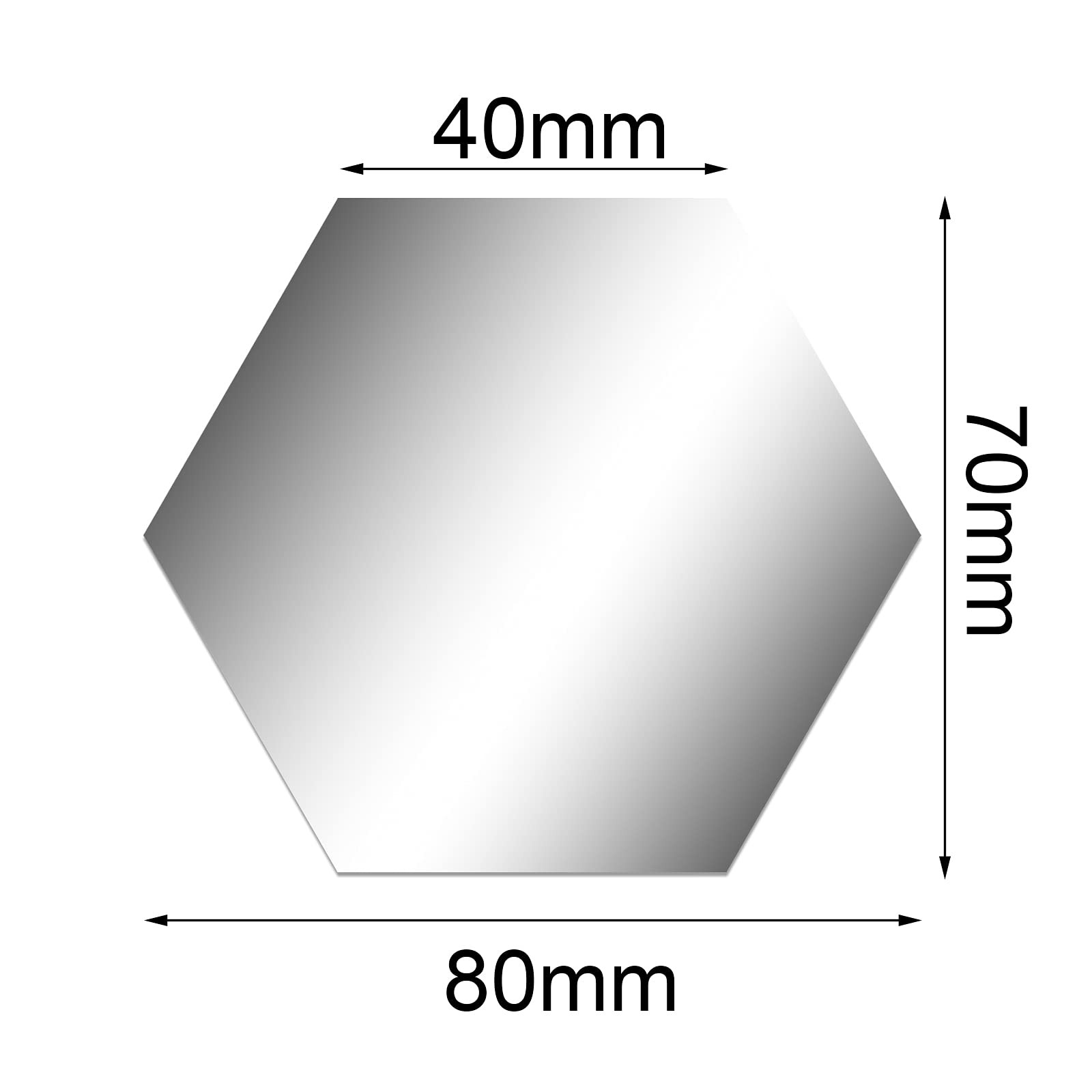 Shappy 32 Pcs Hexagon Mirror Wall Stickers 11 x 12.6 x 6.3 cm, Silver
