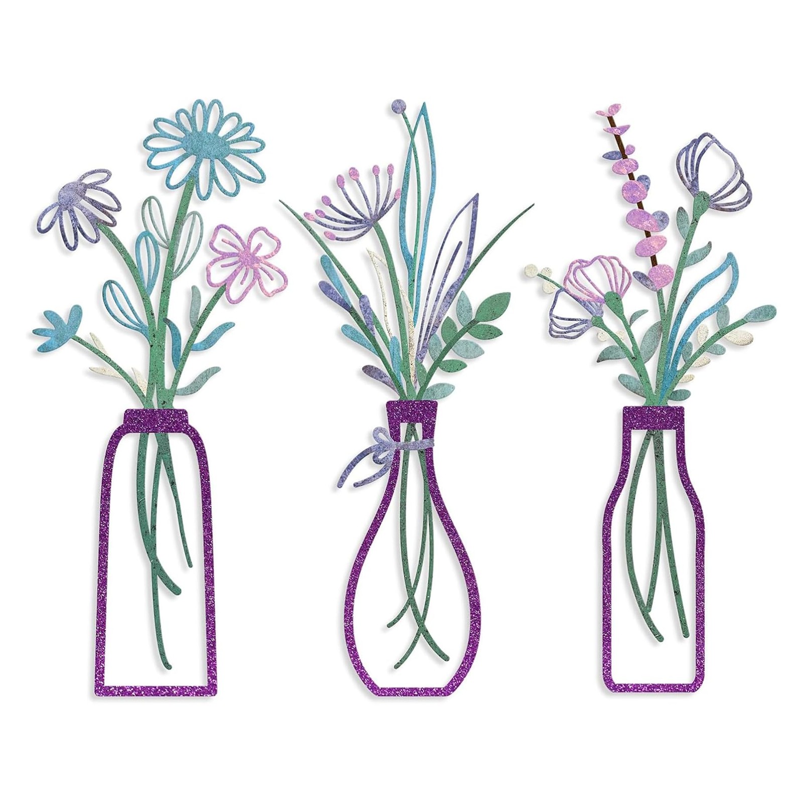 3 PCS Metal Flower Wall Art, 5.1 X 2.1 Inch Iron Vase Wall Decor, Wall Decals…