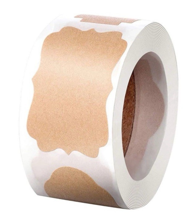 Stickers 500pcs Self-Adhesive Kraft Paper Labels Roll Bakery Home Office NEW