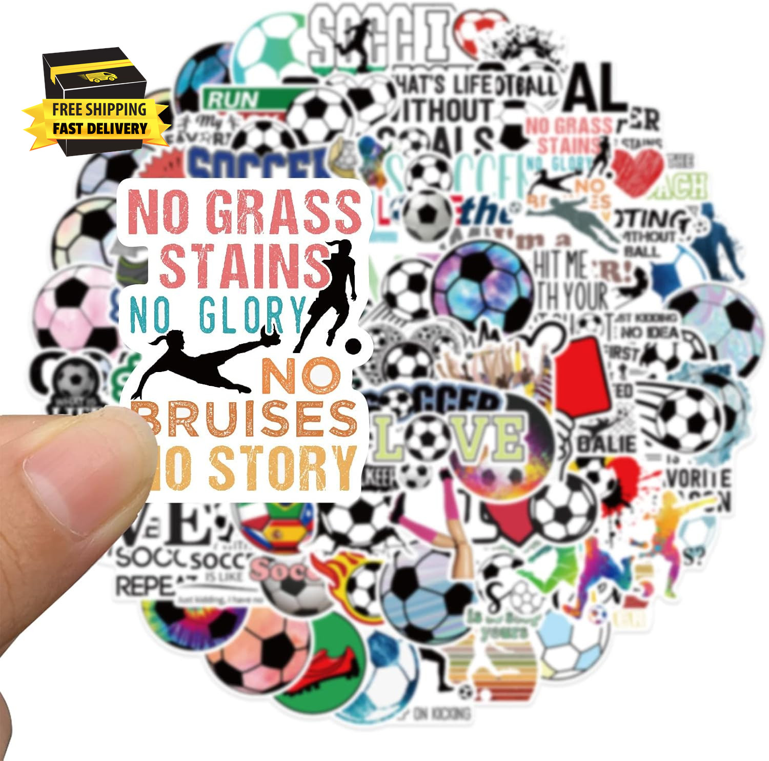 Soccer Stickers, Cool Soccer Sport Stickers for Kids Teens Adults, 100PCS Vinyl