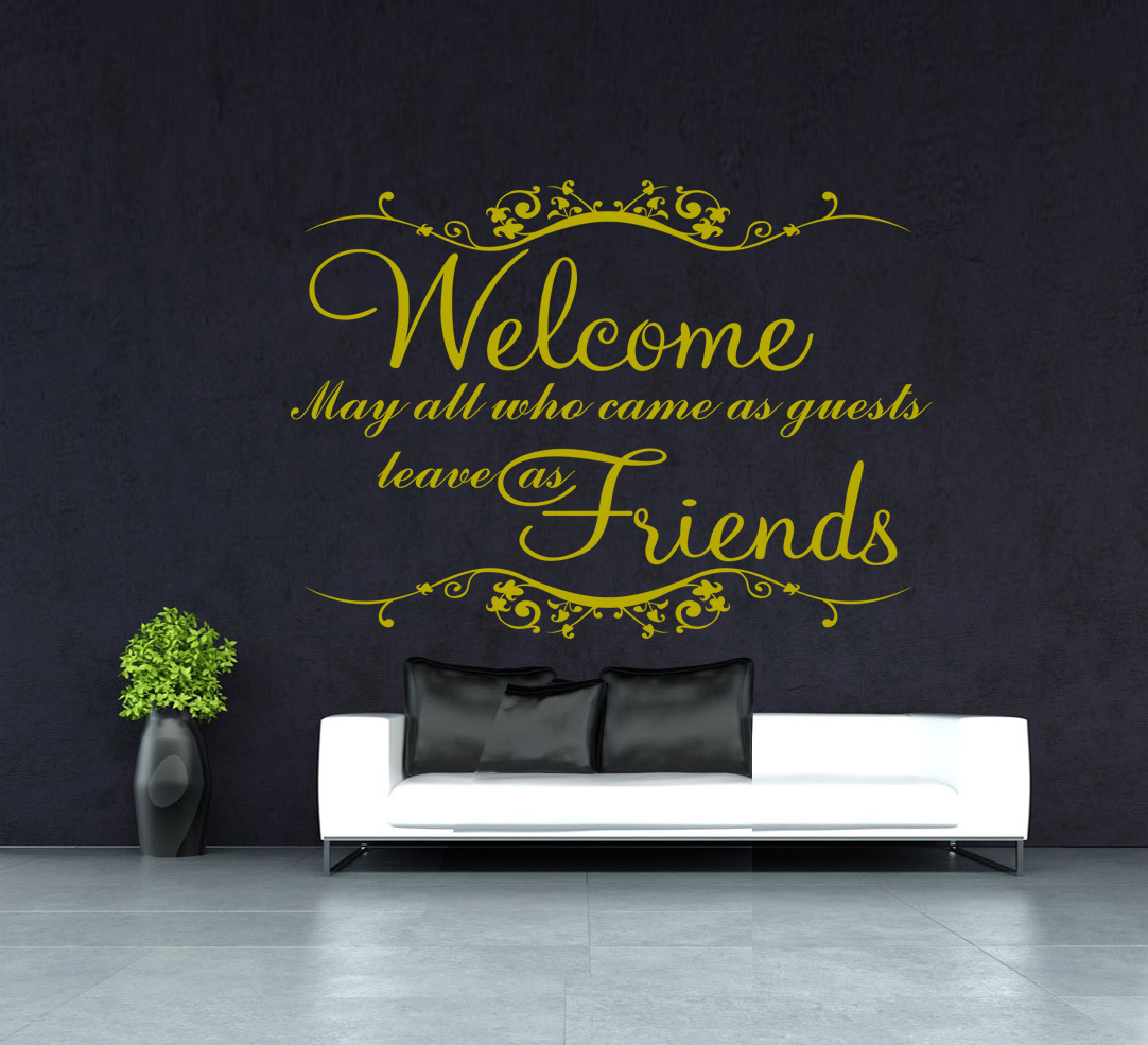 Hand Carving WELCOME FRIENDS Words Quote Wall ART Sticker Decor UK RUI173
