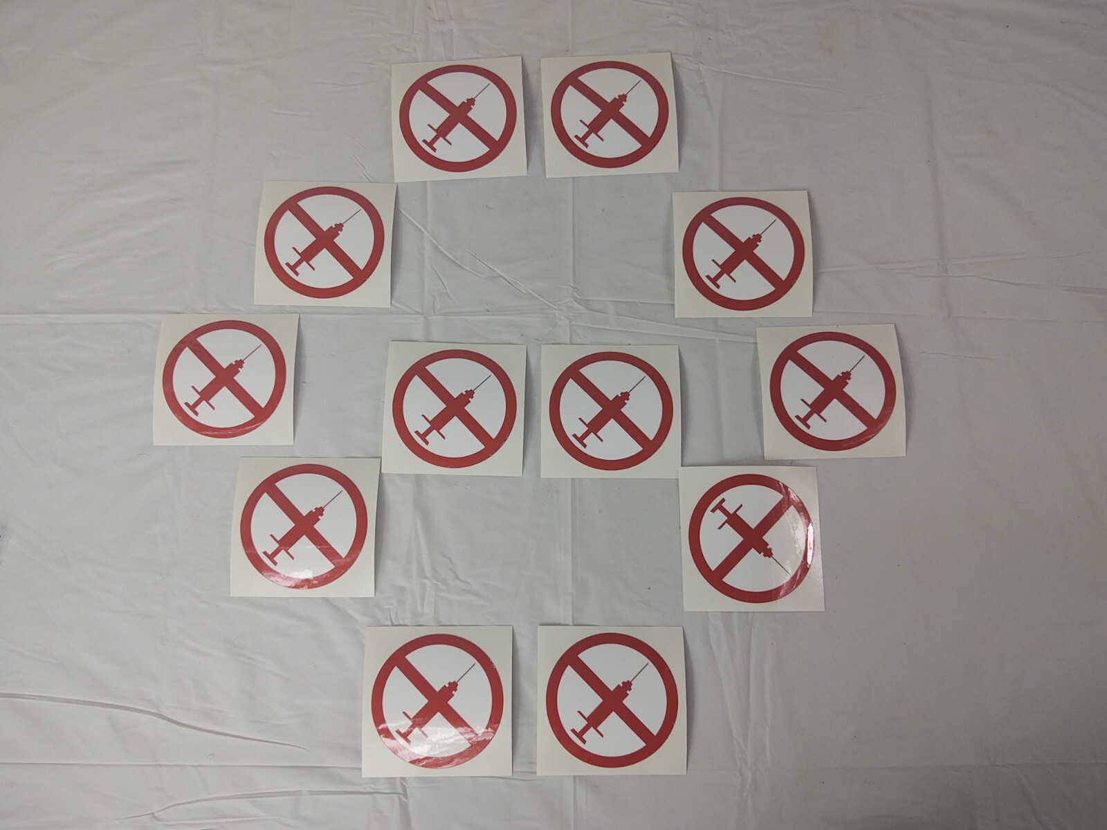 No Syringe Needles Round Trash Can Receptacle Stickers 12 Individual Stickers