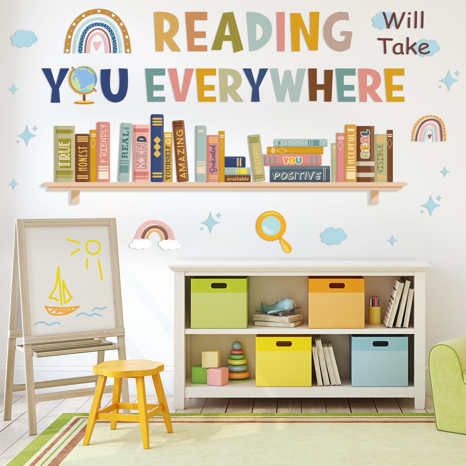 Boho Reading Will Take You Everywhere Wall Stickers Inspirational Quote Wall …