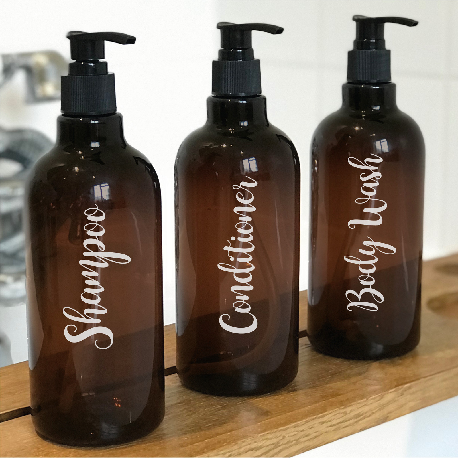 Set of 3 SHAMPOO, CONDITIONER & BODY WASH – Hinch Bottle decal stickers (Type 3)