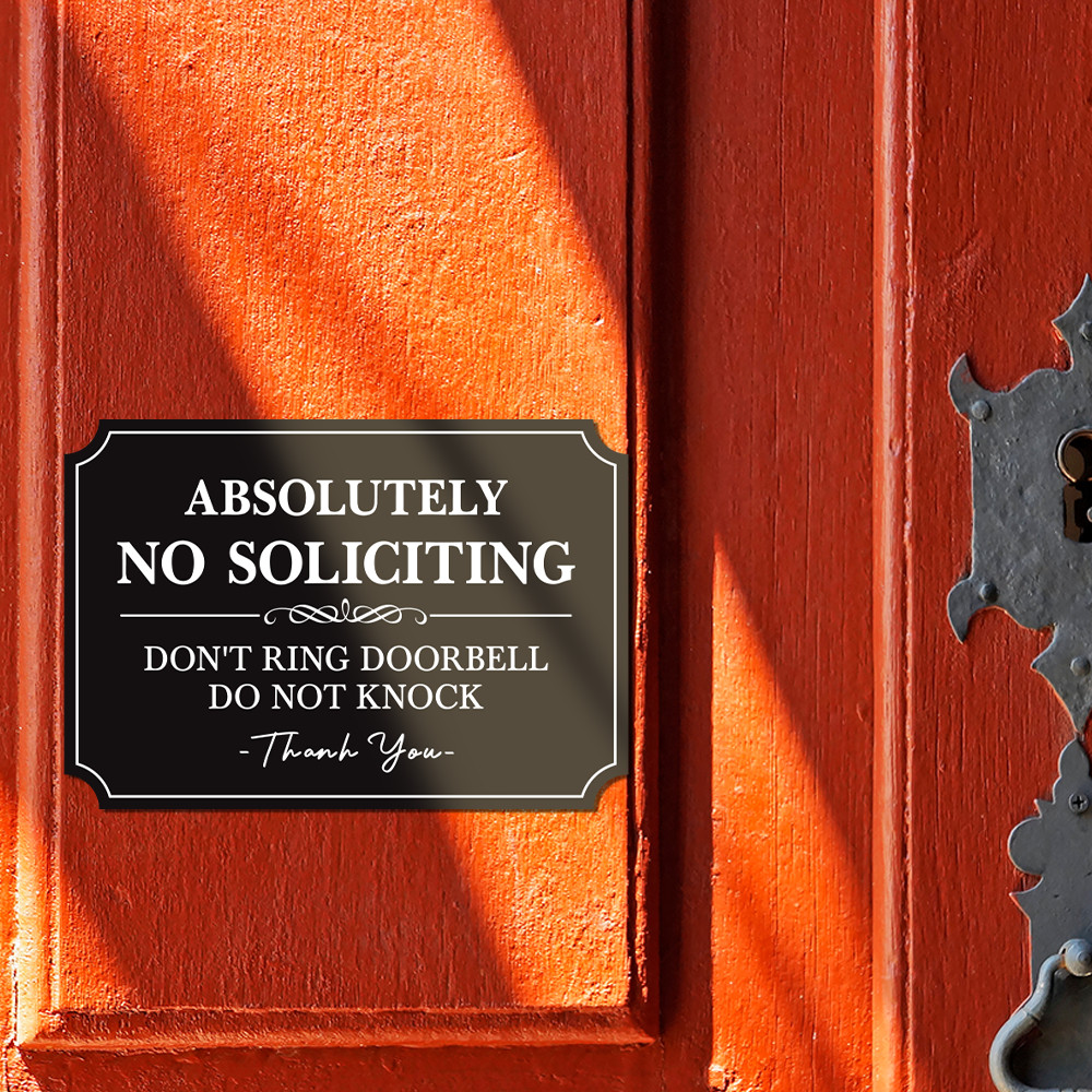 5.6"W Absolutely No Soliciting Don't Ring Doorbell Do Not Knock Vinyl Sticker