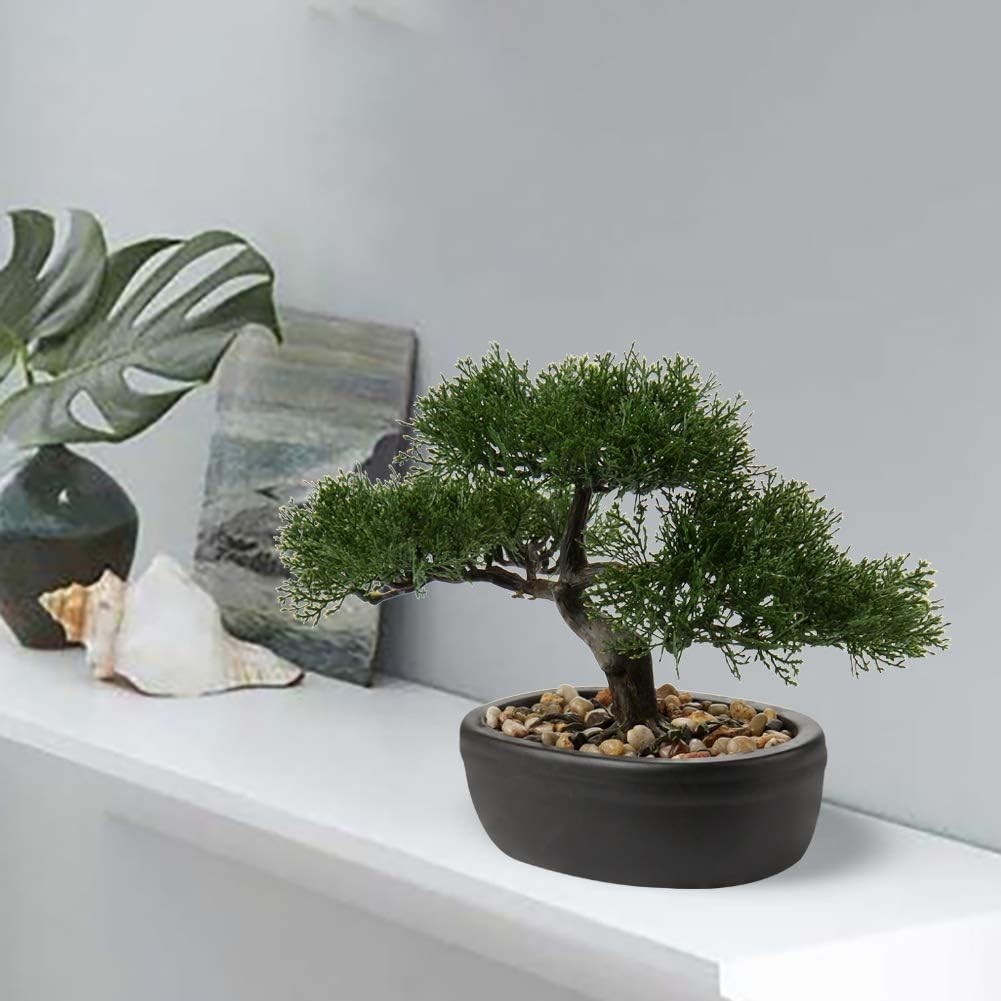 Compact Juniper Bonsai Tree – Low Maintenance Indoor Faux Plant for All Seasons