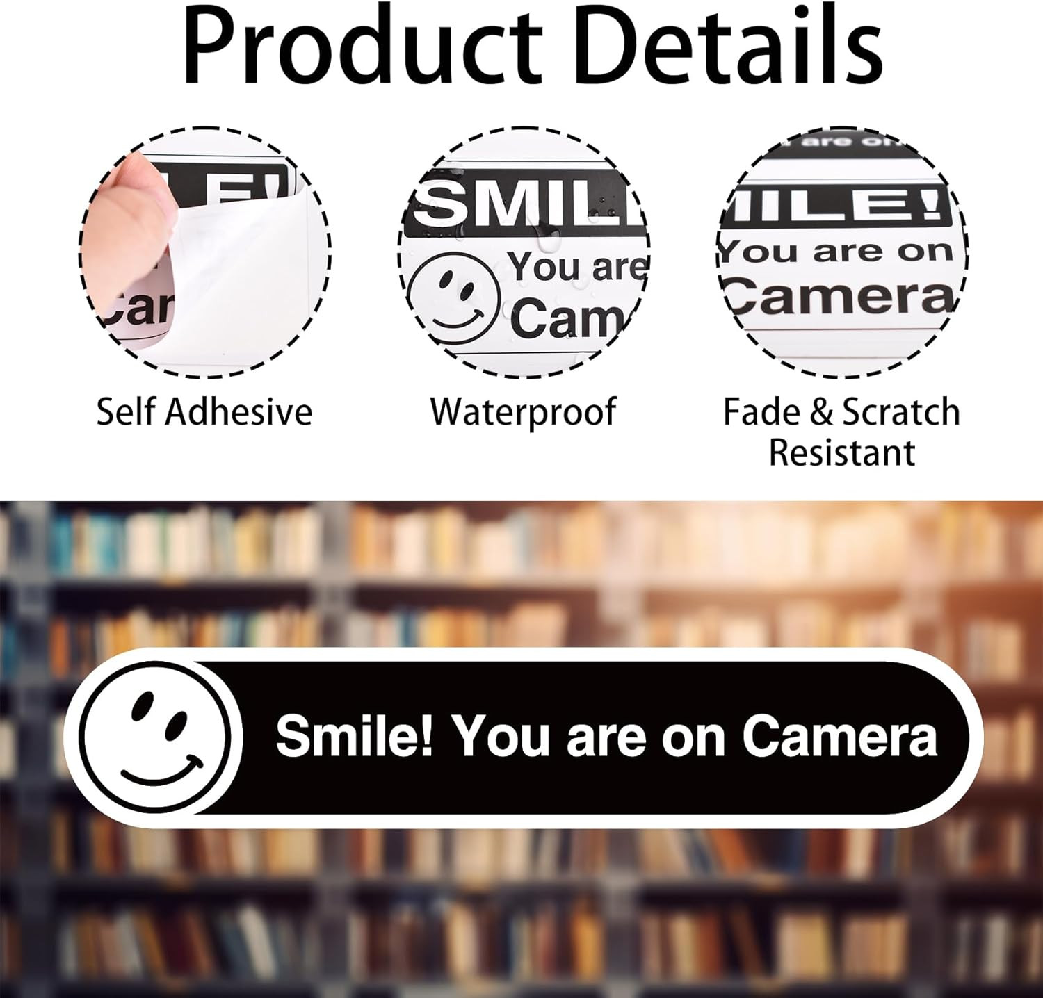 12 Pcs Smile You'Re on Camera Signs Stickers, 8 X 5Cm and 13 X 3Cm Self-Adhesive