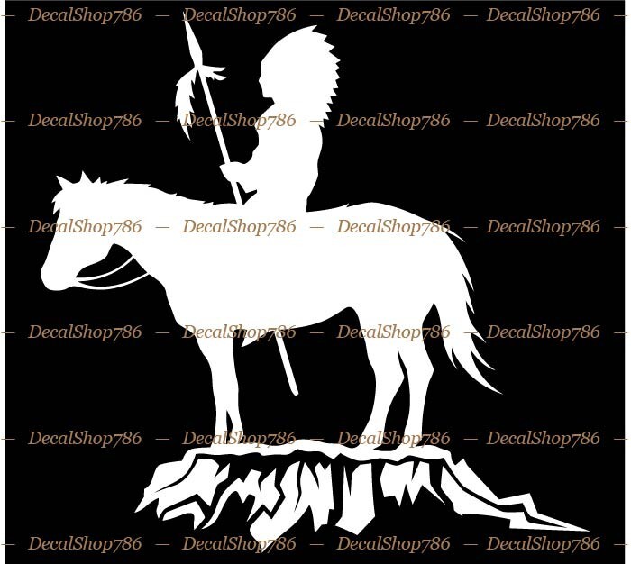 Native American Indian Warrior on Horse – Car Vinyl Die-Cut Peel N' Stick Decals