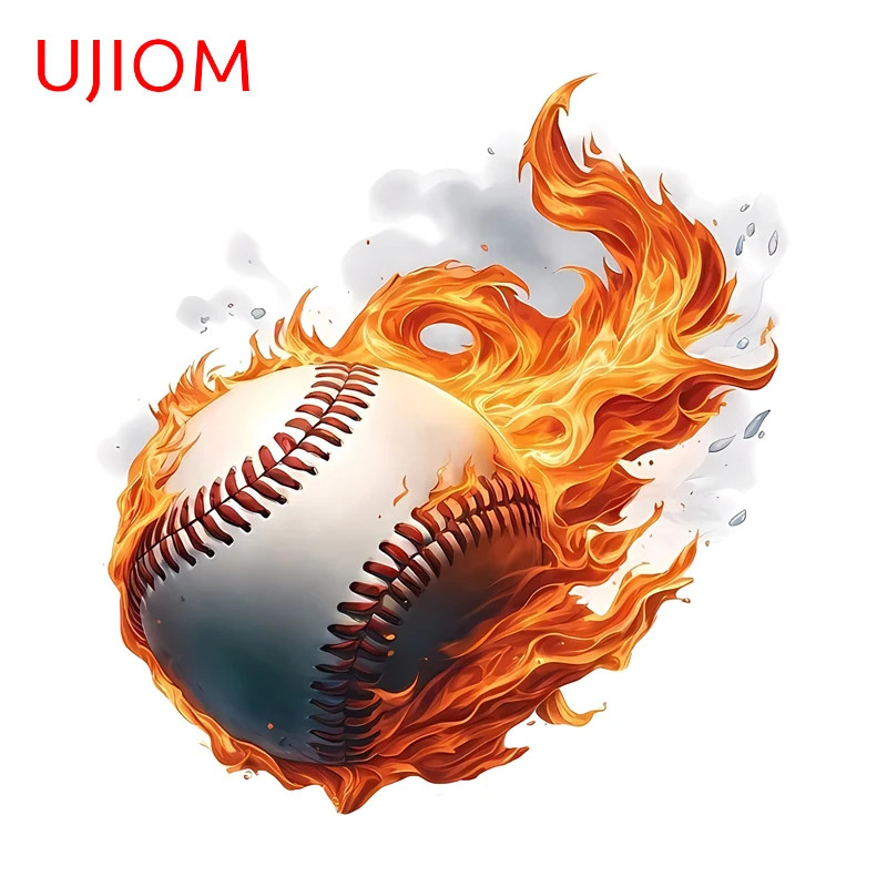 UJIOM Crack Baseball with Flame Graffiti Wall Sticker Decal Cool Personality