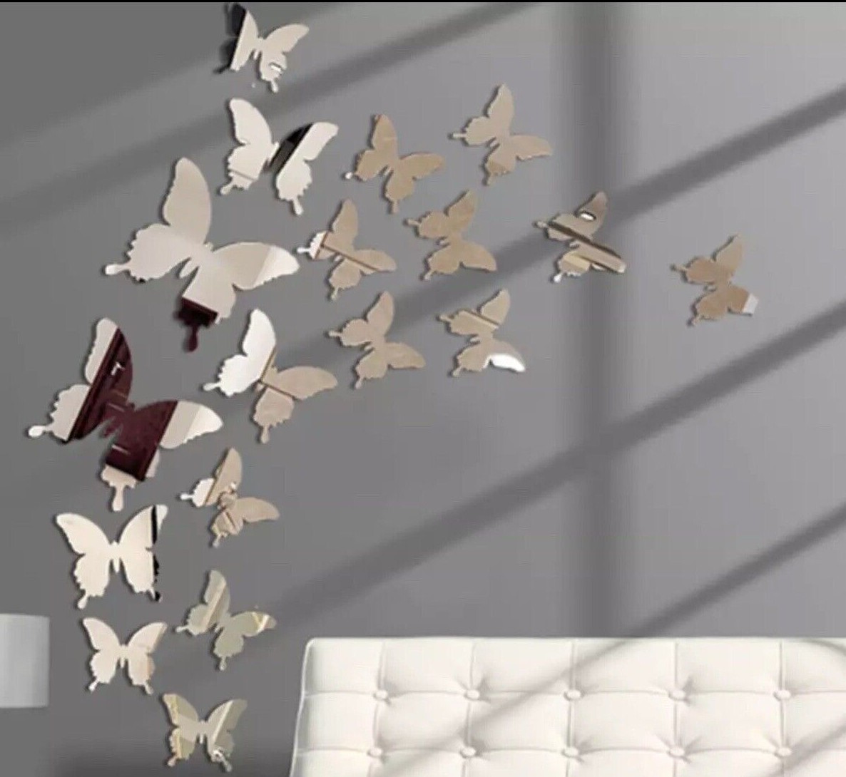 12pcs Silver Mirror 3D Butterfly Wall Sticker Home Decor Butterfly Sticker