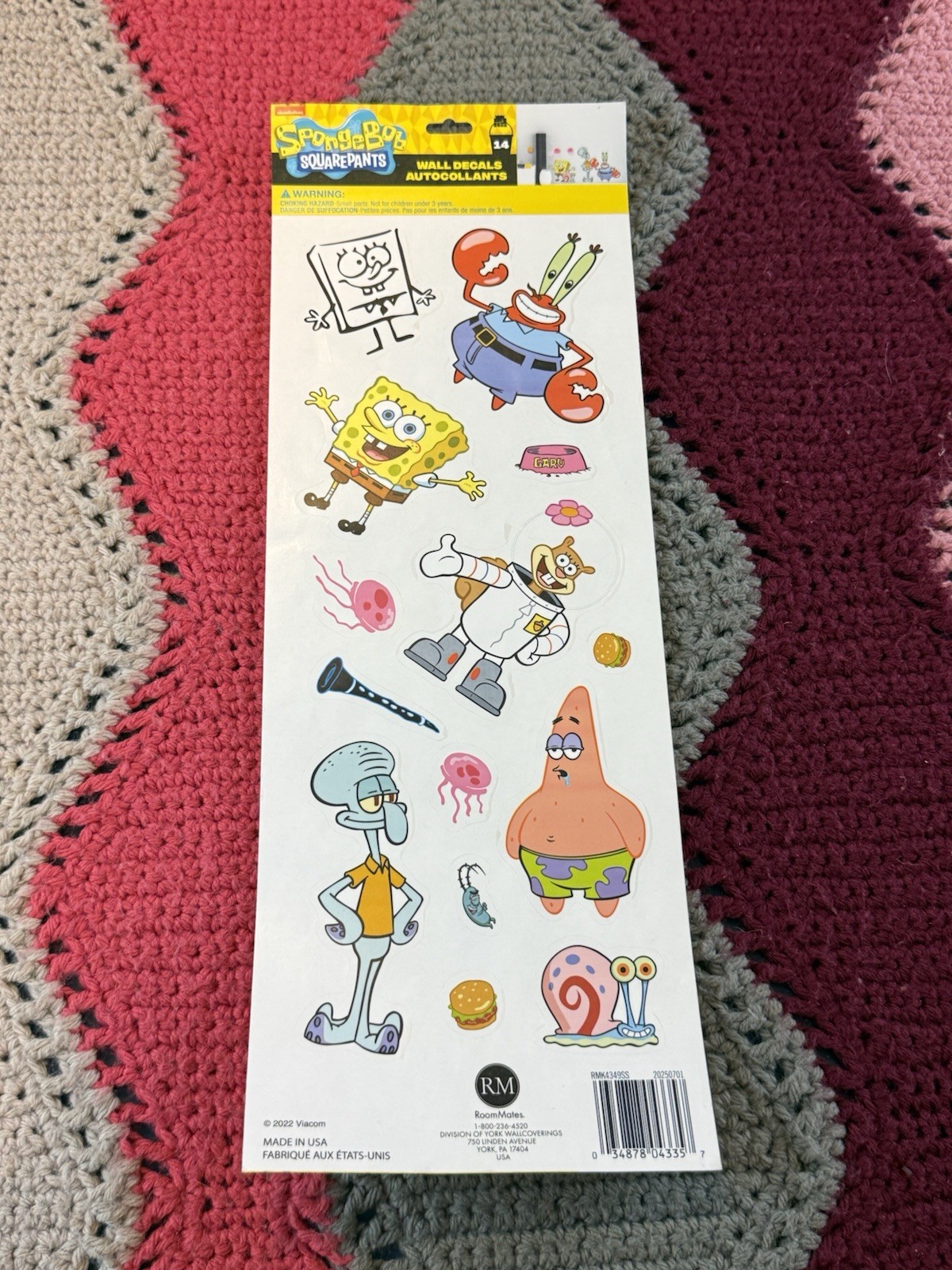 SpongeBob Squarepants Peel And Stick Wall Decals! Reusable & Residue Free!