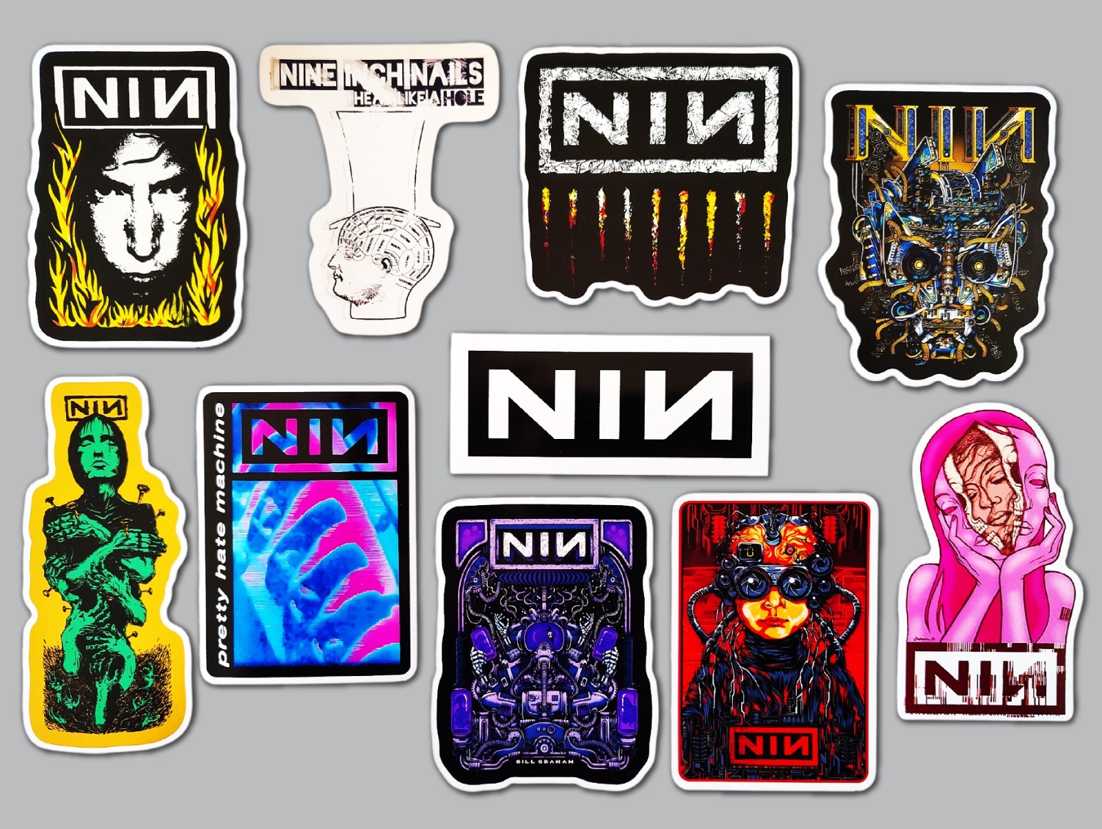 Nine Inch Nails Vinyl Sticker Lot (QTY 10) industrial metal ministry kmfdm nin