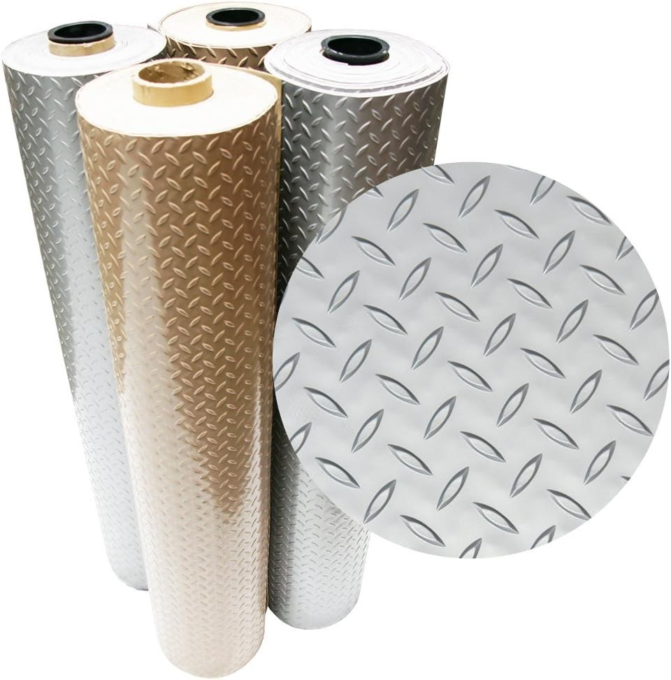Lightweight, Slip-Resistant Diamond Plate PVC Flooring – 25ft Adjustable Length