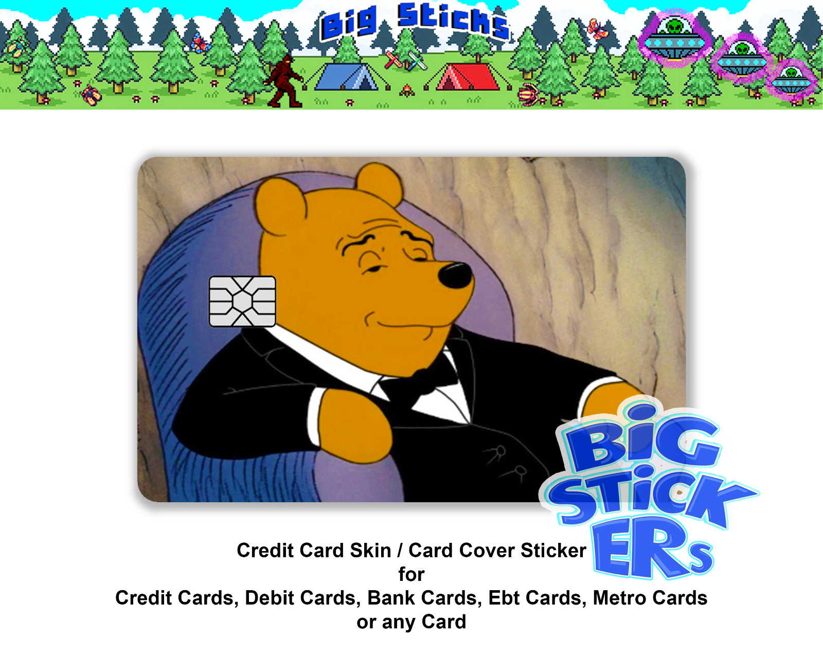 PoohNTux Credit Card Skin Cover SMART Sticker Wrap, Durable Laminated Decal