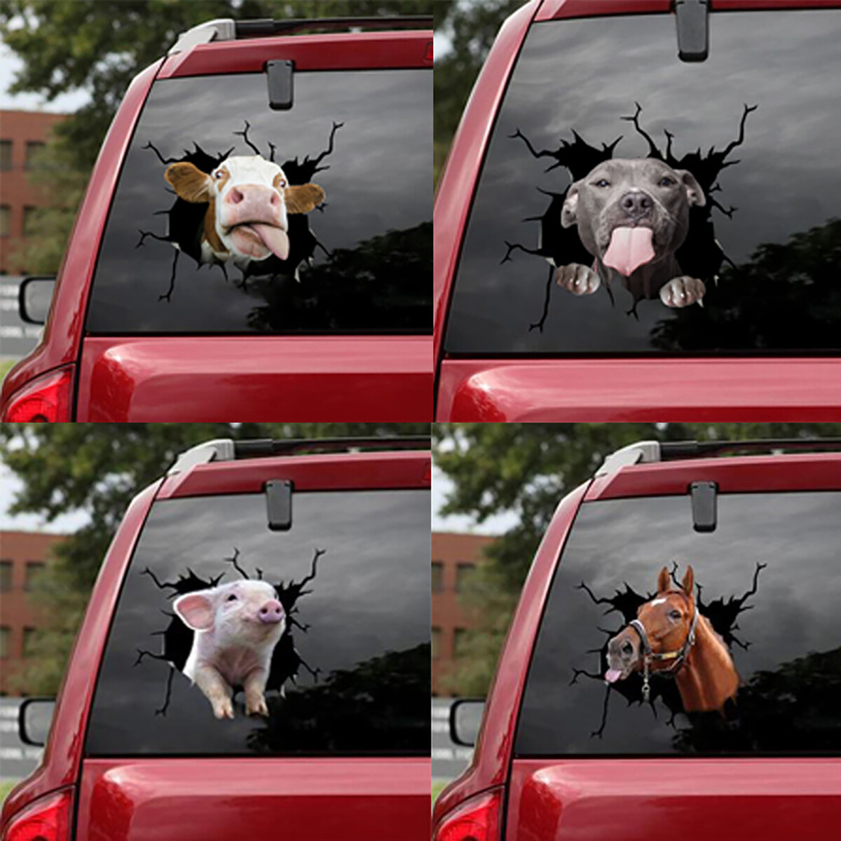 Funny Piggy 3D Car Sticker Truck Window Wall Crack Peeping Pig Vinyl Decal Decor