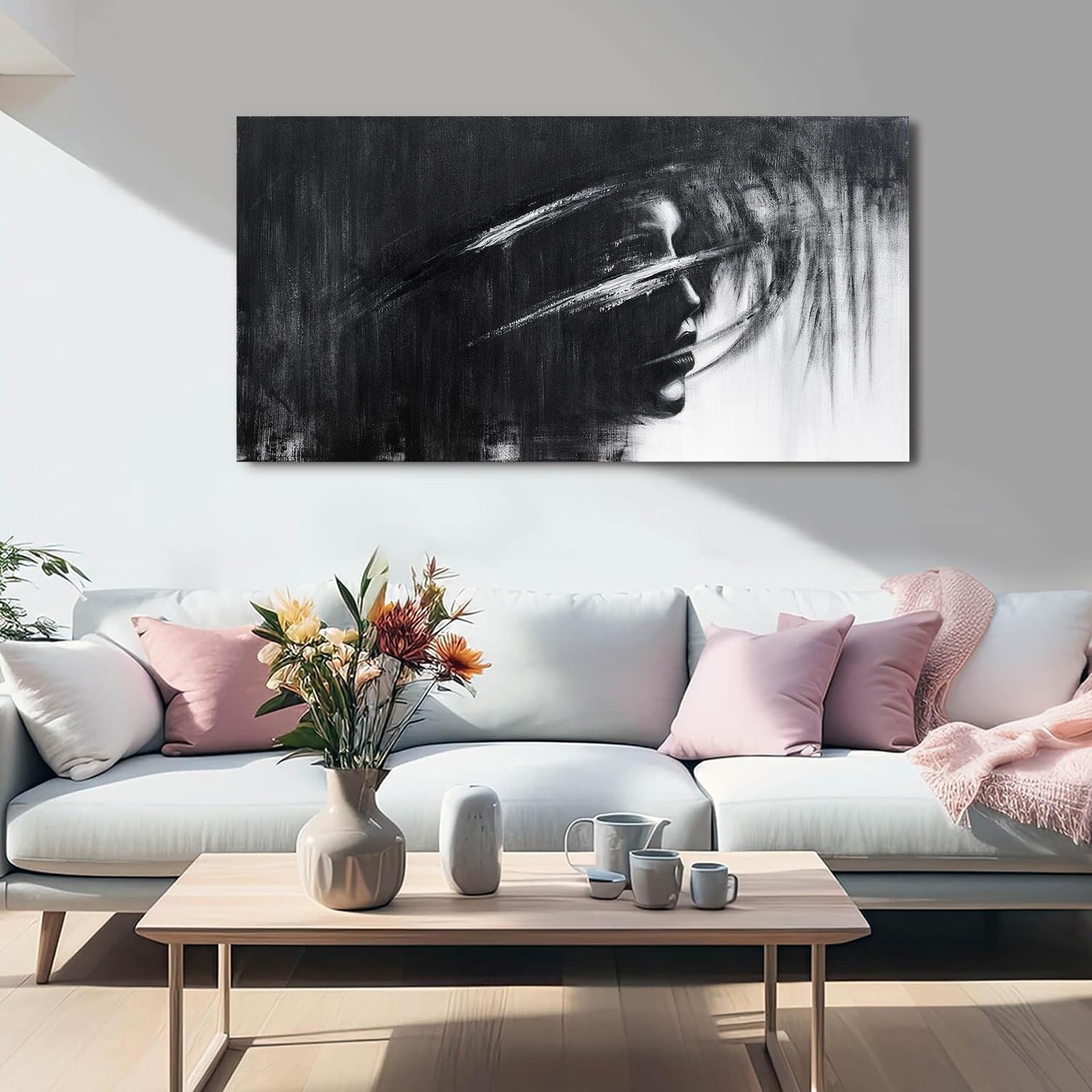 Canvas Wall Art Decor Black and White Abstract Wall Art Prints Wall Art for L…
