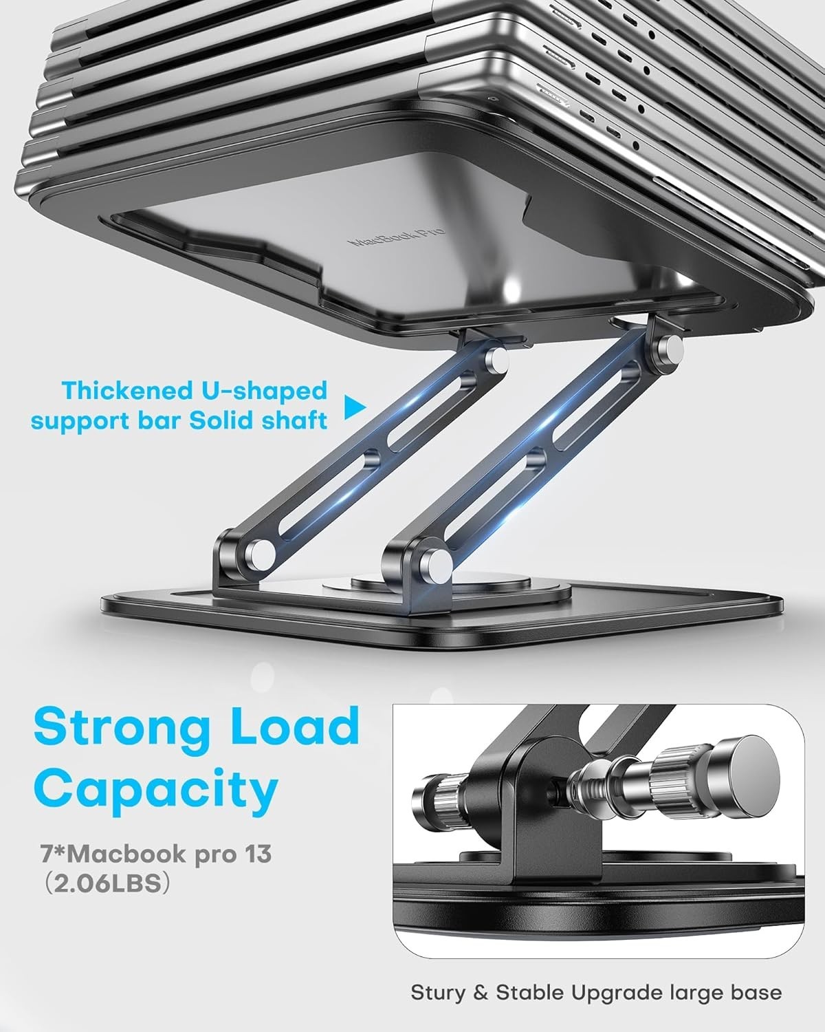 Silver Laptop Stand – Ergonomic & Portable for Laptops up to 16 inches