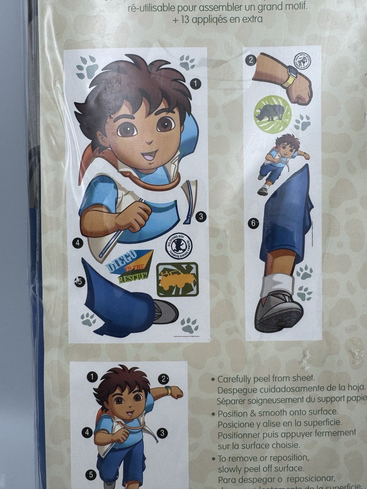 Vintage 2007 Go Diego Go Nickelodeon Wall Decals Room Appliques NOS