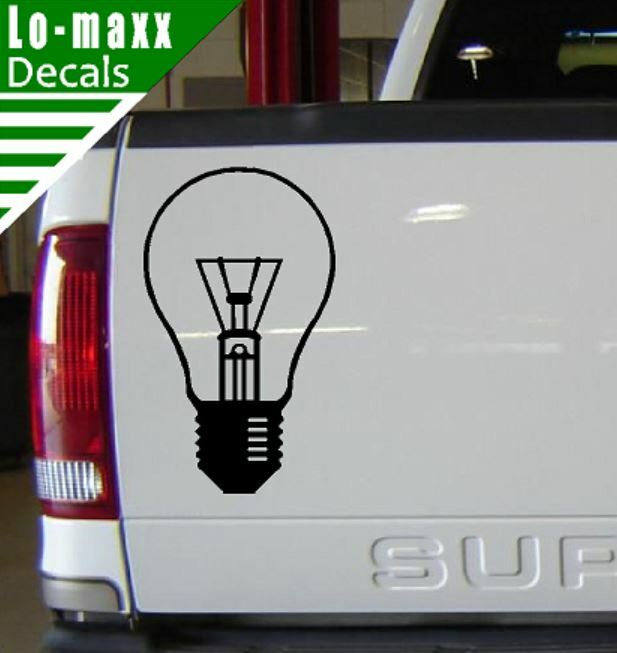 Light Bulb Graphic Art High Quality Various Sizes & Colors Die Cut Vinyl Decal