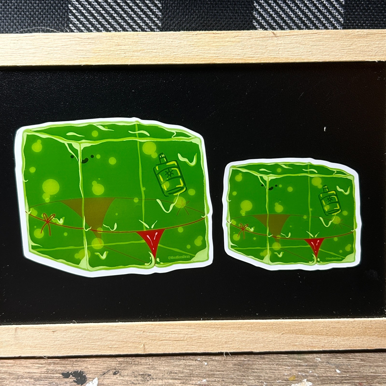 Sticker: Green Naughty Cube – Gelatinous Cube, Ooze, Dungeons and Dragons, DND
