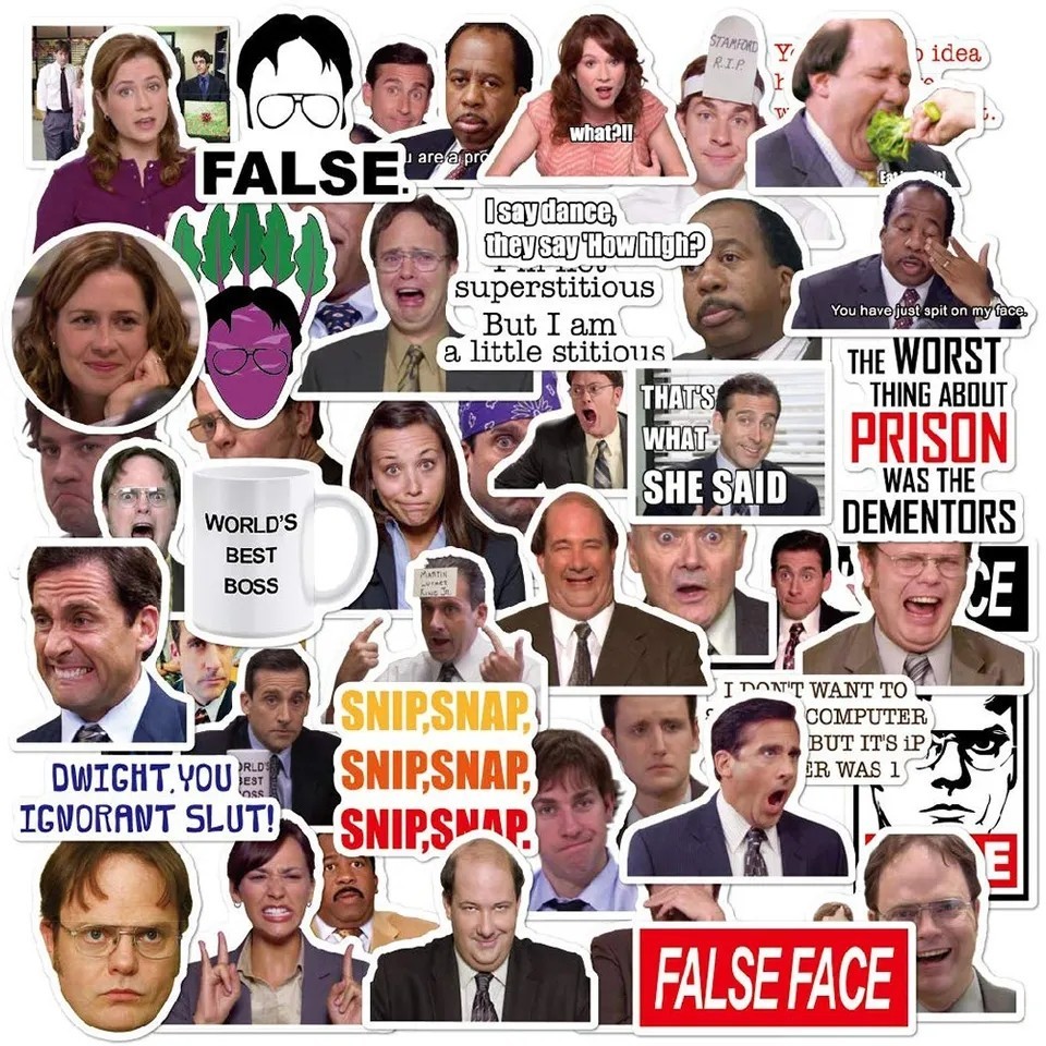 50-Pack The Office Sticker Pack – Vinyl Decals for Laptops & Hydro Flasks.