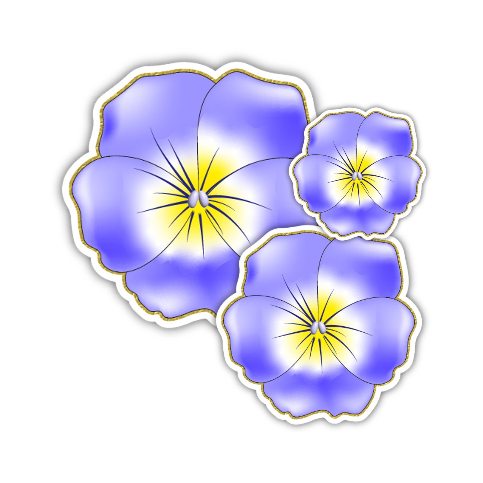 Blue Violet Pansy Flower Vinyl Sticker Waterproof Floral Decal Viola Botanical