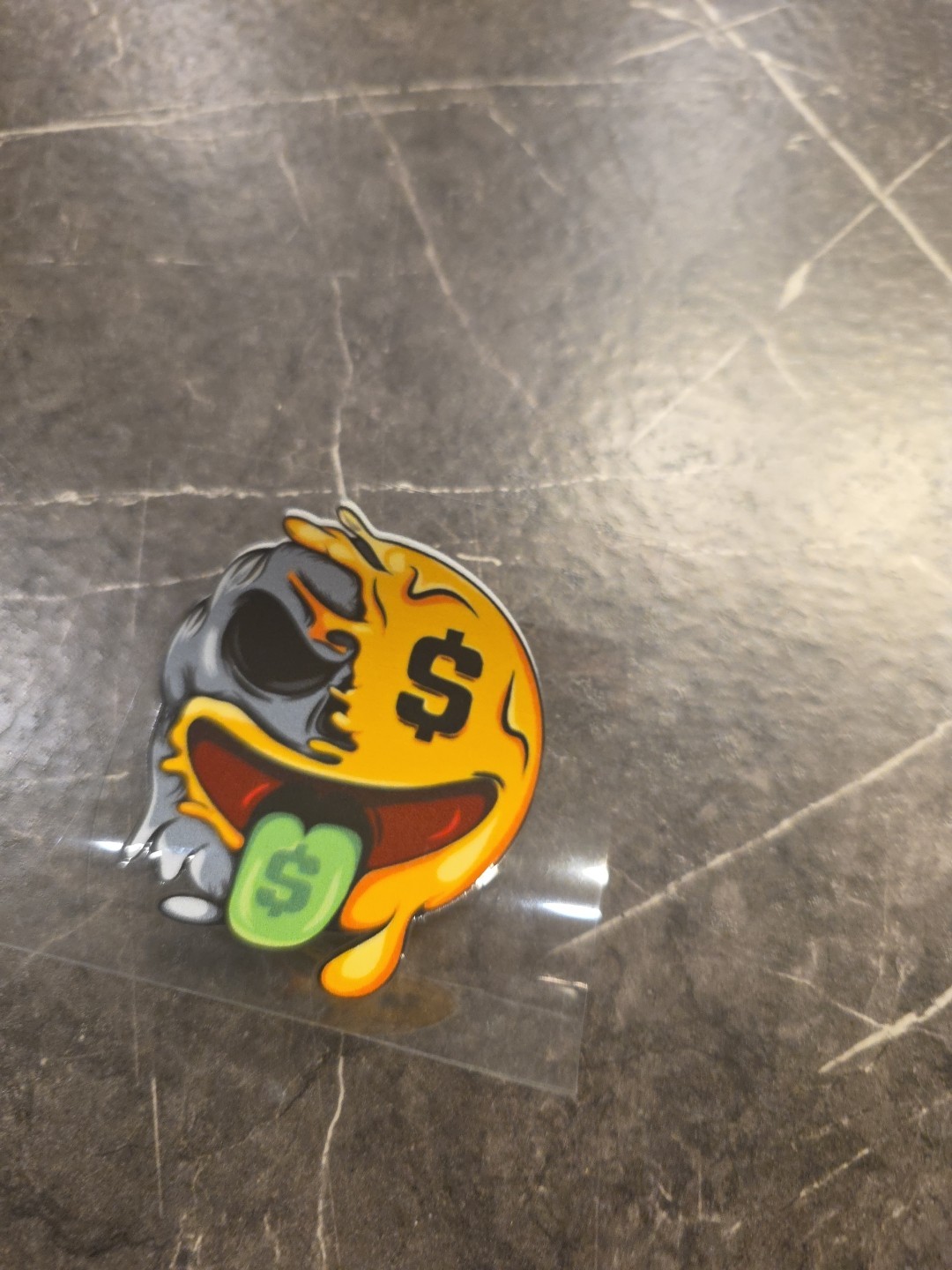 Money Mouth Smiley Face Emoji Zombie UVDTF Raised Decal Sticker Waterproof Color
