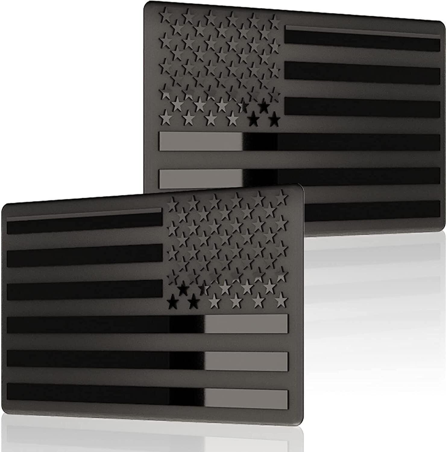 New 2PCS Metal USA Flag Sticker American Car Truck Decal Emblem Black US