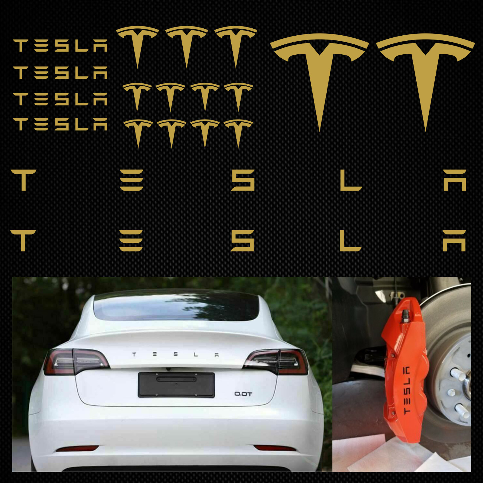 Tesla stickers for rear update model S and X decals for brake callipers set