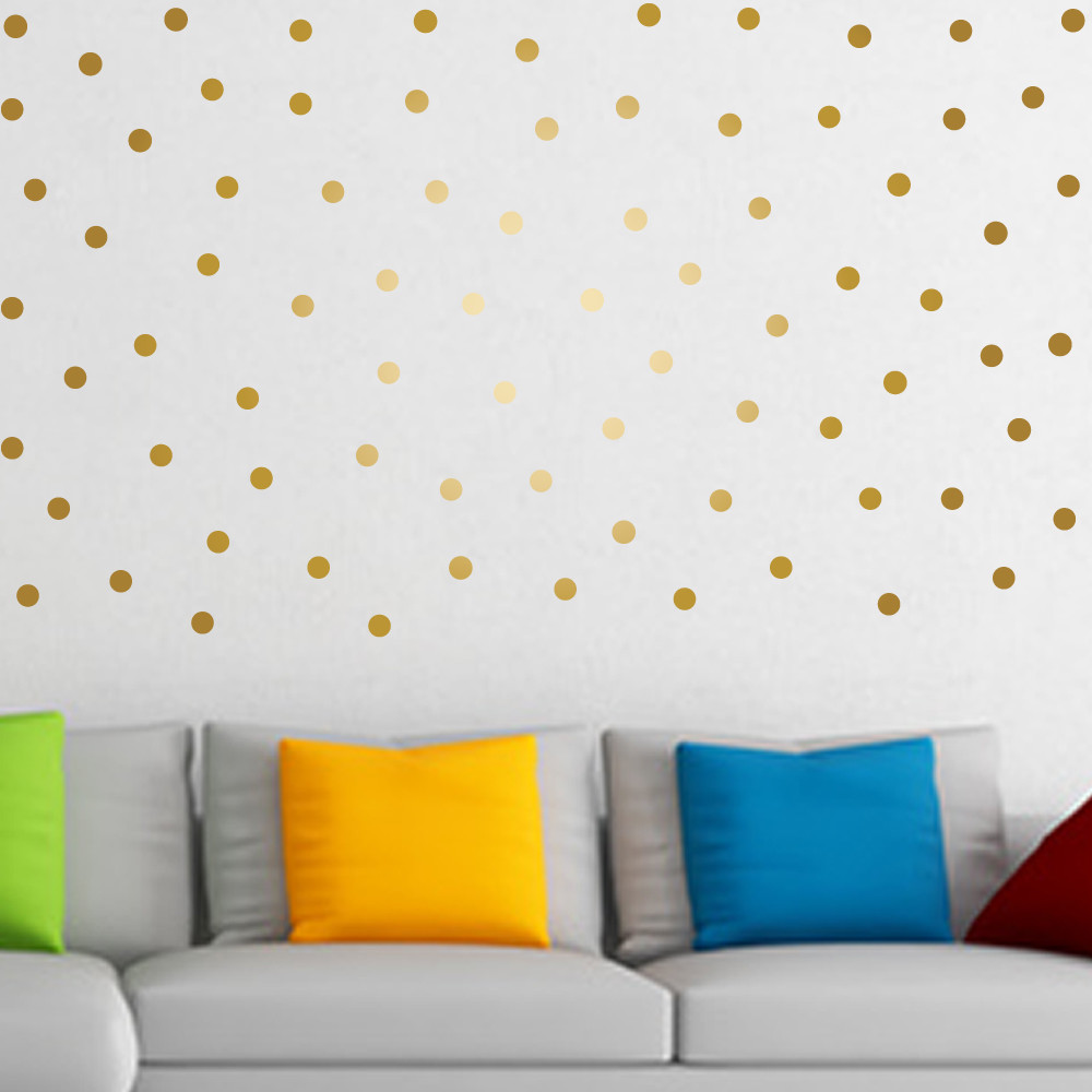 80 GOLD metallic matt 2.5 cm (1 inch) POLKA DOTS shape spot wall stickers decals